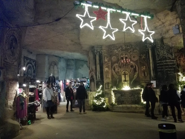 The altar in Velvet cave Christmas Market, Valkenburg